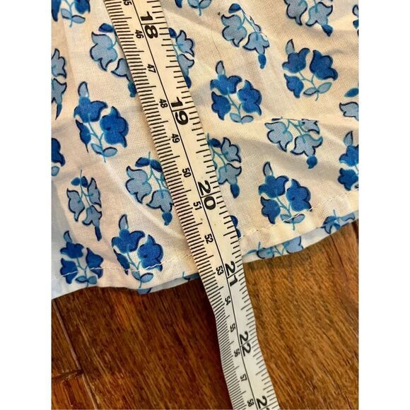 J. Crew NWT blue printed smocked waist tie strap tank - Picture 4 of 8